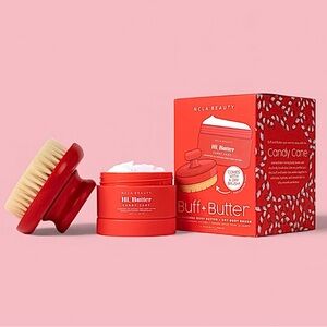 NCLA Buff & Butter Dry Brush + Body Butter Limited Edition Set in Candy Cane